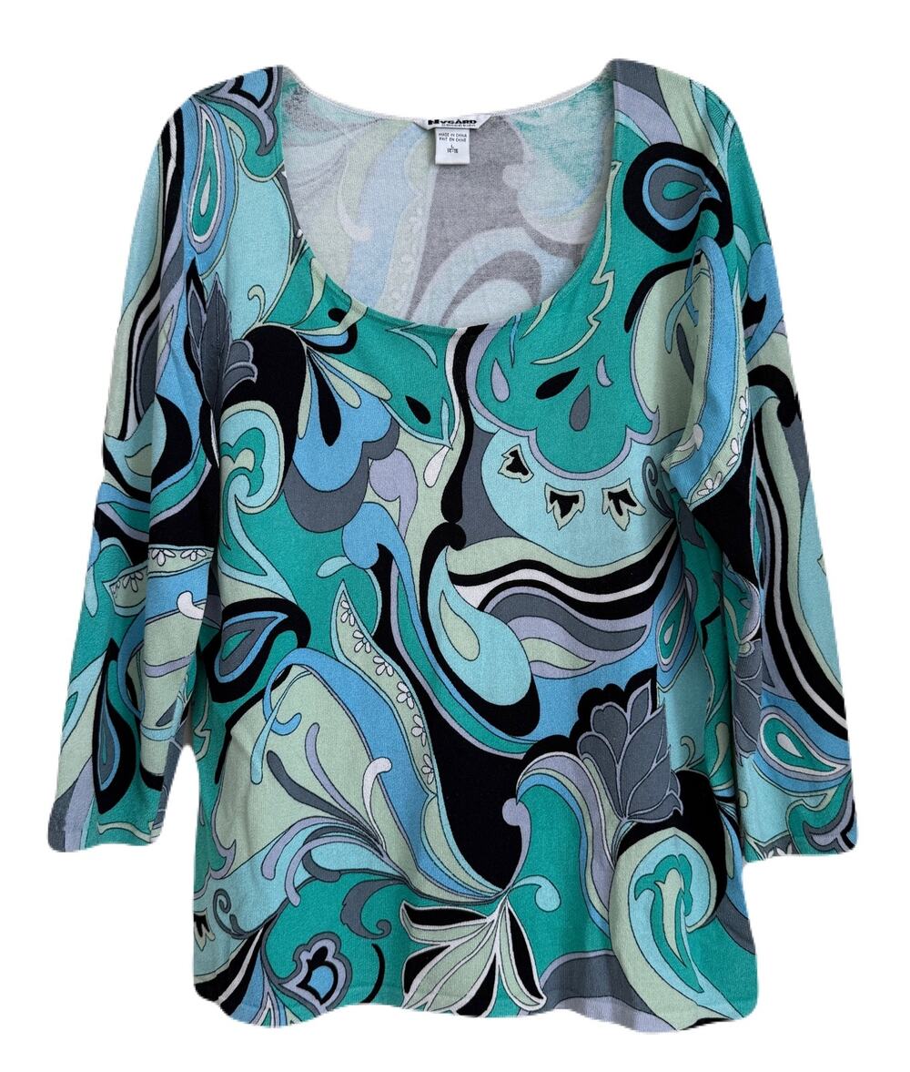 Nygard Geometric Paisley Silk Blend Lightweight Sweater XL